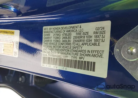 2024 Honda Cr-V Ex-L Awd z USA, uszkodzony, nr VIN 7FARS4H78RE016881